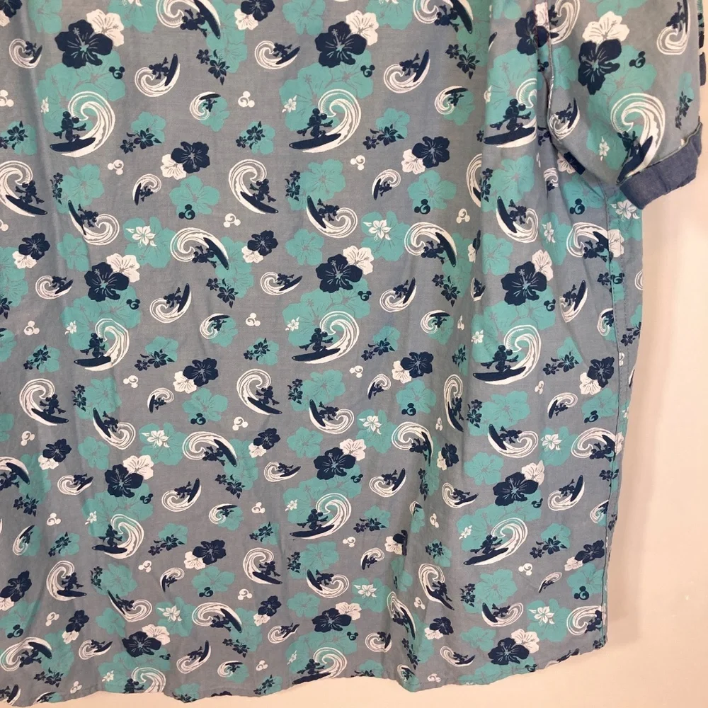 Mickey Mouse Surf Mens Disney Snap Short Sleeve Collared Shirt Sz XL - Picture 15 of 16